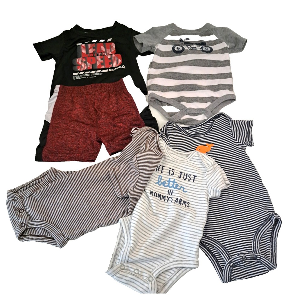 Lot of Baby Boy Clothing 0-3 Months Carter's CIRCO Reebok Short Sleeves